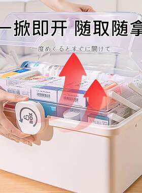 医用工具收纳箱j大容量超大塑料药箱防儿童特大号家庭装高颜值救