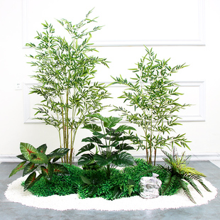 仿真绿植室内楼梯下旅人蕉造景仿真树仿I生植物盆栽落地景观散尾