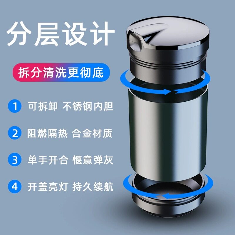 车载烟灰缸高级感车内防烟灰汽车用铝合金不锈钢S创意多功能神器