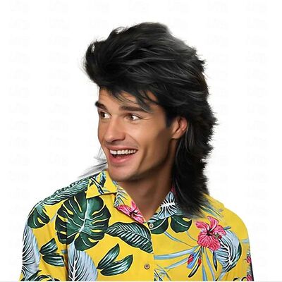 WHIMSICAL W Synthetic Hair Mullet Wigs for Men 70s & 80s Cos