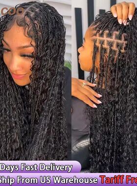 Boho Box Braided Wigs Curly Hair Synthetic Full Lace Front W
