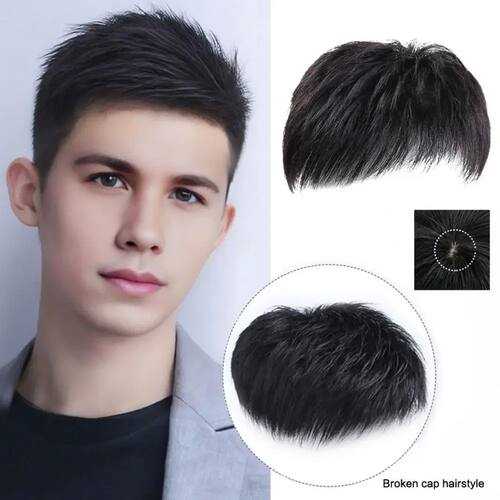 New Men Hairpiece Stylish Men Wig Natural-looking Men's Synt