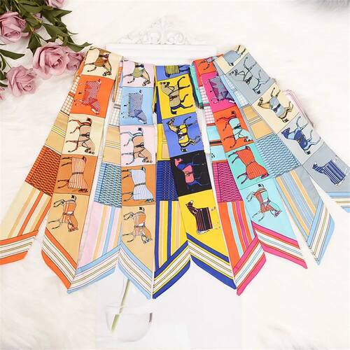 Horse Printing Bag Scarf 2024 New Small Skinny Silk Scarf Wo