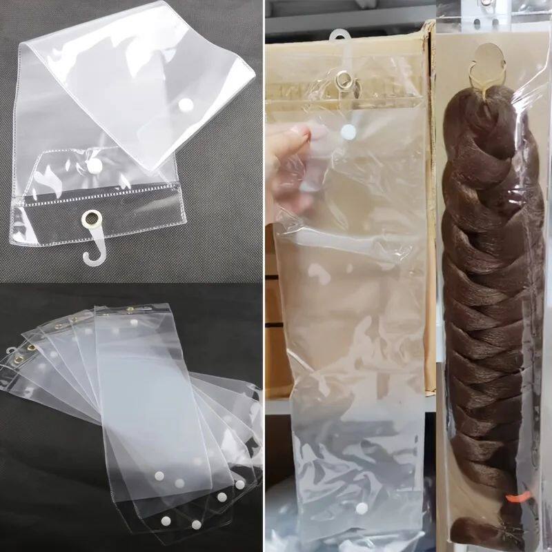 5pc/pack hair bag for wig sell Transparent Plastic Bag Seali
