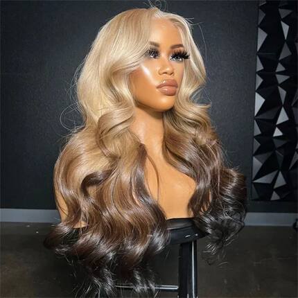OmBre Blonde Highlight Lace Wigs For Women Synthetic Lace Fr