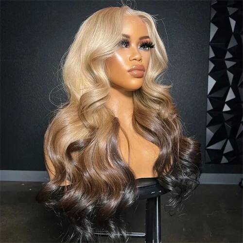 OmBre Blonde Highlight Lace Wigs For Women Synthetic Lace Fr