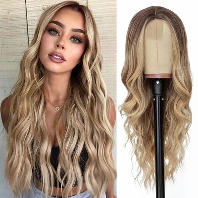 Synthetic Long Lace Ombre Blonde Wavy Wig for Women 26 Inch