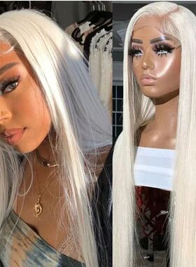 Soft Preplucked Ash Blonde White 26Inch 180Density Straight