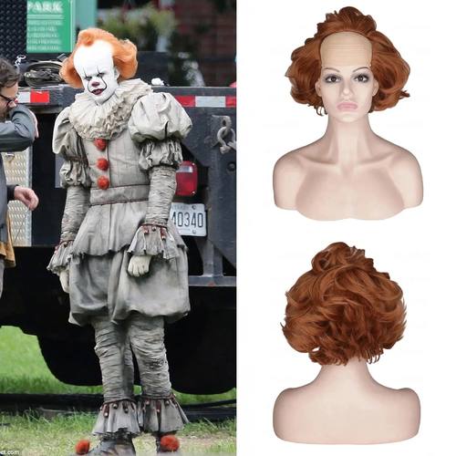 Curly Bald Wig for Old Men Ginger Brown Pennywise It Hallowe