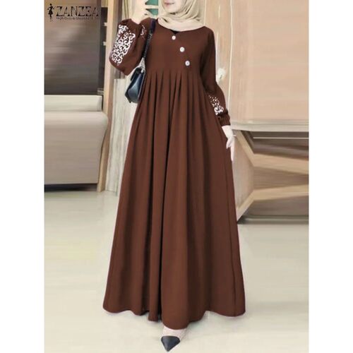 ZANZEA Fashion Turkey Muslim Dress Vintage Elegant LongVesti