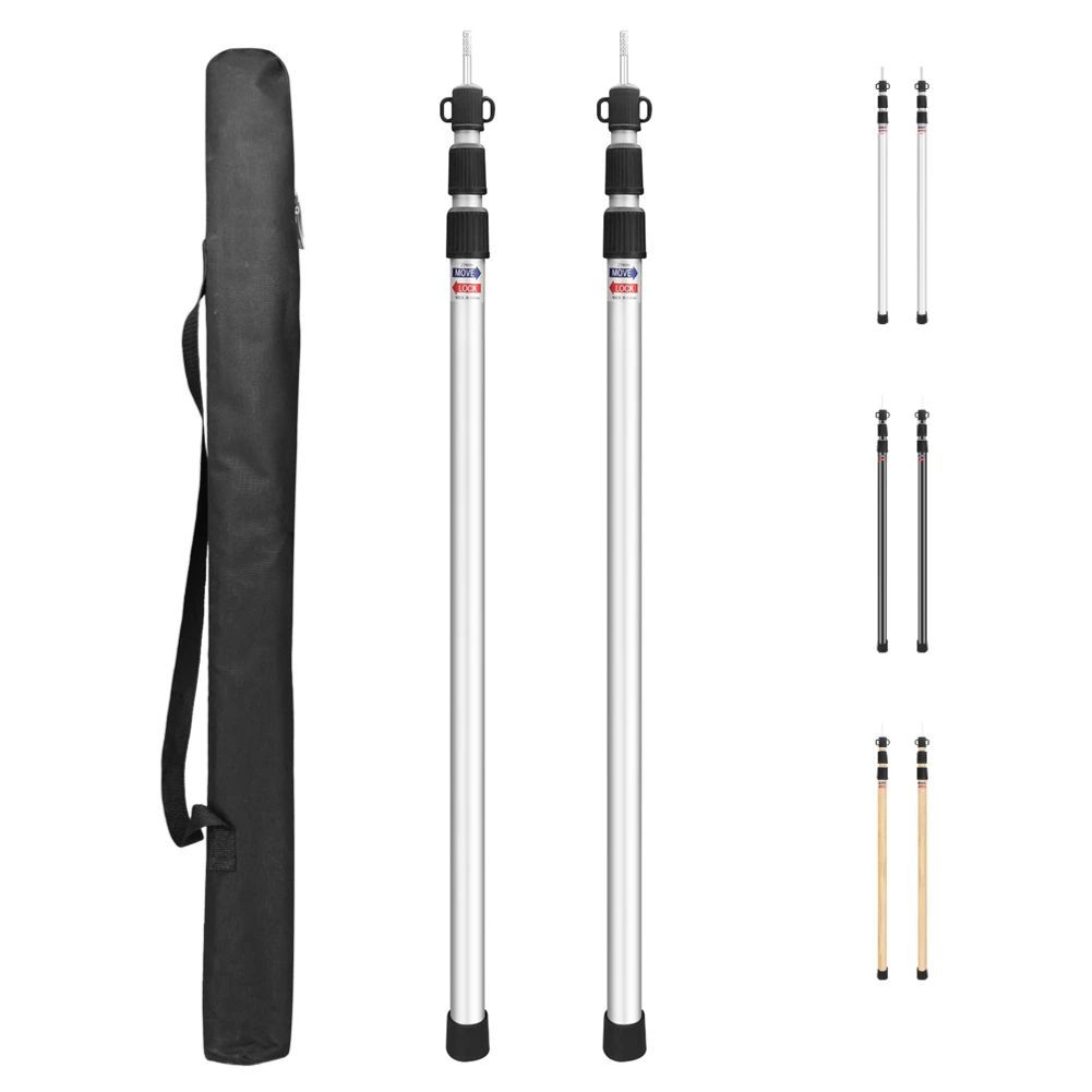 Set of 2 Tarp Poles Telescoping Camping Replacement 3-Sectio