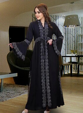 Muslim Dress for Women Dubai Kaftan Dresses Flare Sleeve Aba