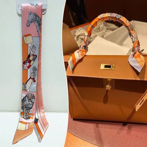 New 2025 simulated silk wrapped bag strap bag handle silk sc