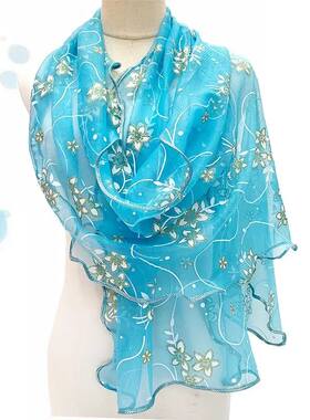 Lace Scarf Women Lightweight  Elegant 2024 Print Silk Necker