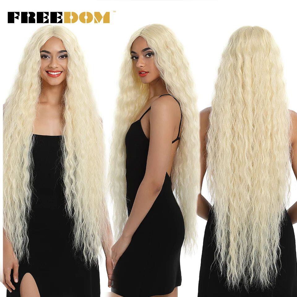 FREEDOM Synthetic Lace Frontal Wig For Women 42 Inch Long Cu