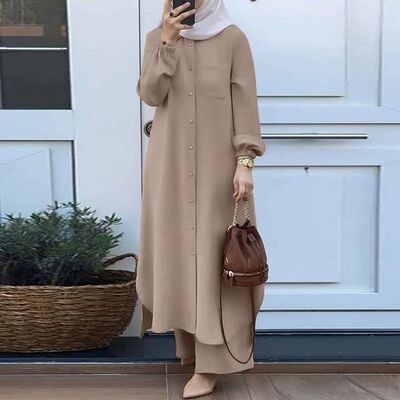 Dress Solid Color Dubai Turkish Muslim Abay Islamic Jalabiya