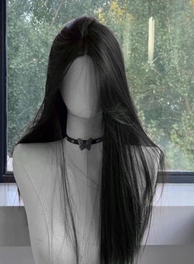 Black Wig for Women Long Straight Hair Headband Lace Front W