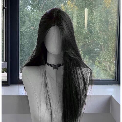 Black Wig for Women Long Straight Hair Headband Lace Front W