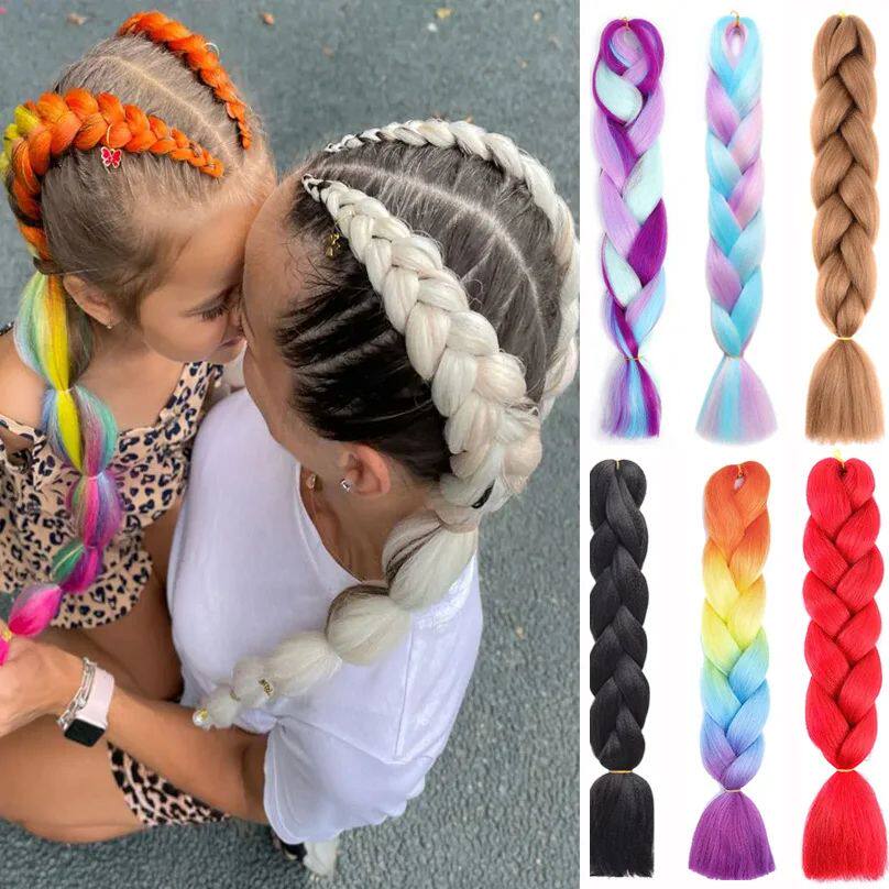 Multicolour 24 Inch Jumbo Braids Extensions Synthetic Braidi