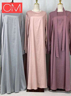 Satin Abay Dubai Luxury Women Maxi Dress Elegant Kebaya