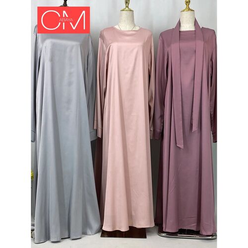 Satin Abay Dubai Luxury Women Maxi Dress Elegant Kebaya