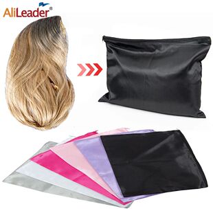 New Zipper Satin Bag For Packaging Hair Extensions Bundles W