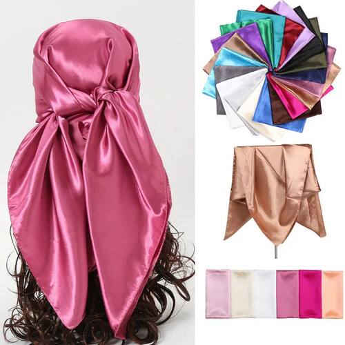Luxury Brand Silk Scarf Women Satin Solid color  Scarves Mus