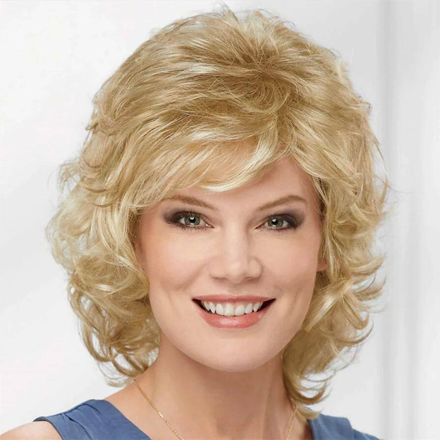 HAIRJOY Women Synthetic Hair Wigs Short Curly with Bangs  Sh