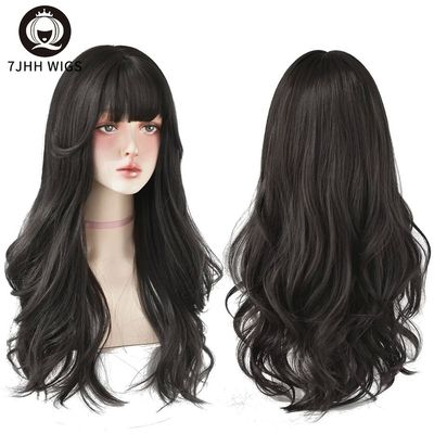 7JHH WIGS Popular Brown Ash Long Deep Wave Hair Lolita Wigs