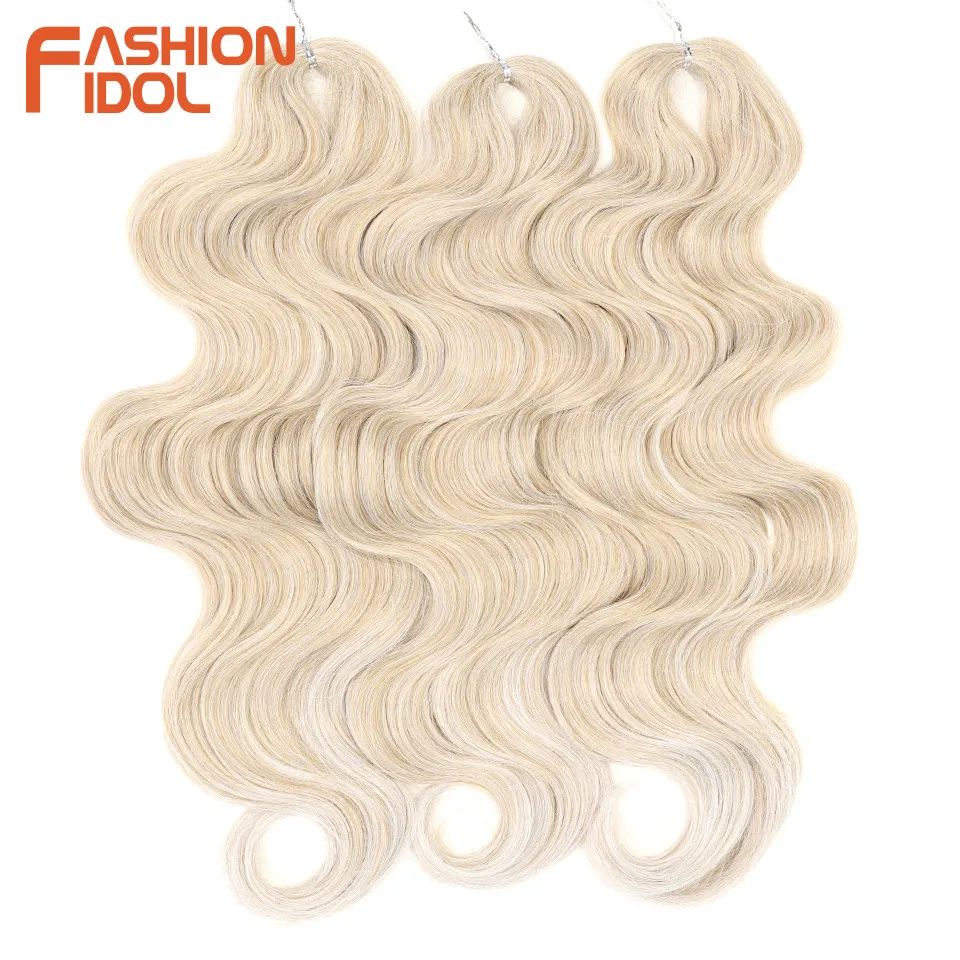 FASHION IDOL Soft Body Wave Crochet Hair 24Inch 3PCS Synthet