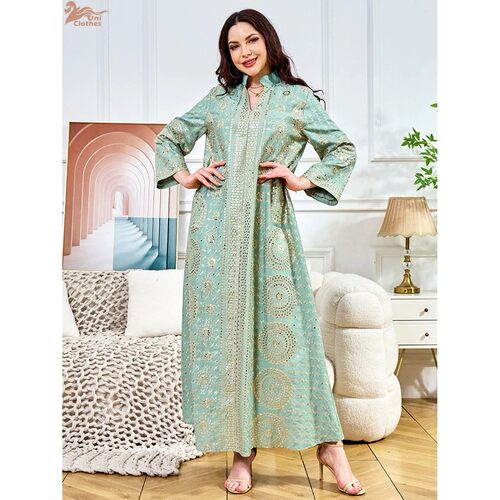 Muslim Embroidery Dress for Women Sequins Party Long Robe Ab