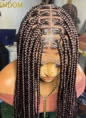 36'' Long Blonde Synthetic Box Braided Wig with Baby Hair Bu