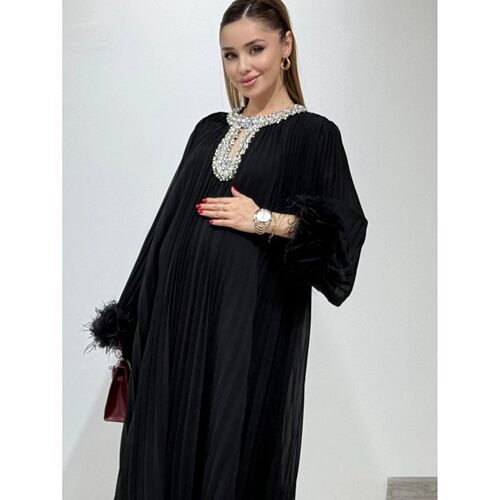 Luxury Party Dress for Women Diamond Feather Embellished Aba