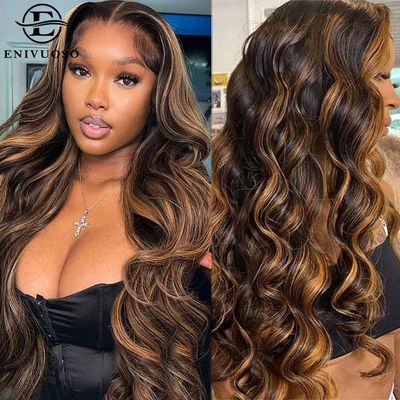 Glueless Ombre Highlight Synthetic Lace Front Wigs Pre Pluck