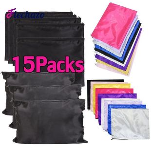 Satin Storage Bags 15Pcs Wig Storage Satin Wig Bag Black Pin