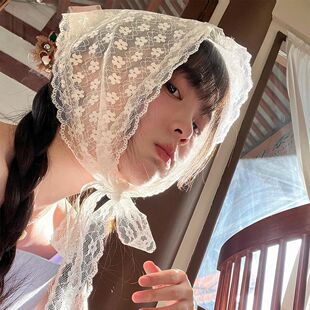 1Pc triangle Lace scarf white sweet Lace Turban Headscarf T