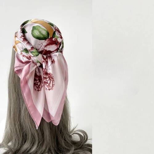 68cm Peach Blossom Printed Scarf Women's Spring and Summer T