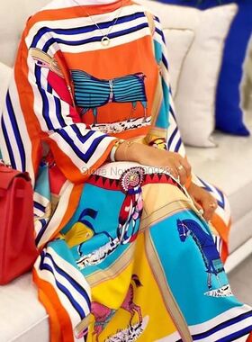 Africa Fashion Blogger Recommend Popular printed Silk Kaftan