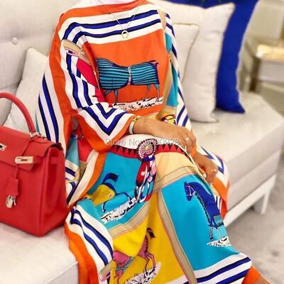 Africa Fashion Blogger Recommend Popular printed Silk Kaftan