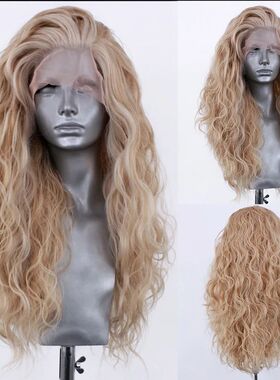 AIMEYA Long Wavy Blonde Synthetic Lace Front Wig for Women F