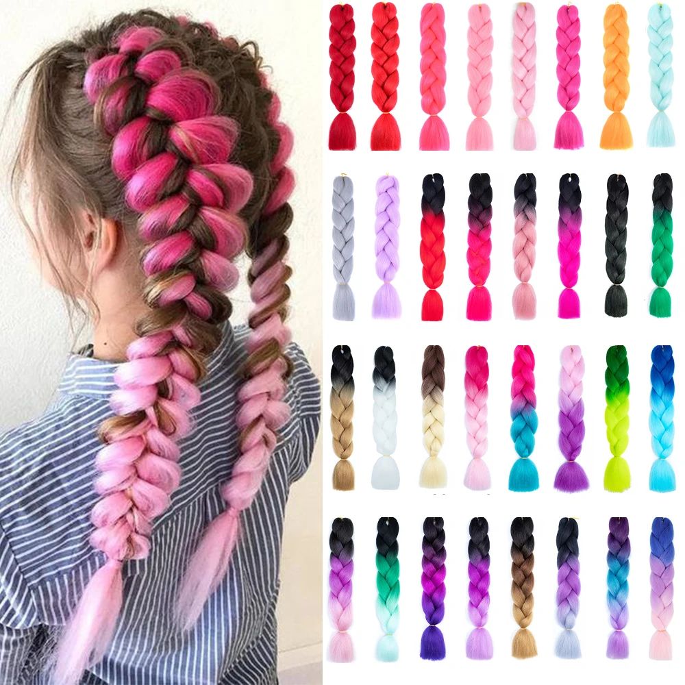 Jumbo Braid 24 Inches Synthetic Braiding Hair Ombre Jumbo Ha