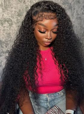 40 Inch Curly Lace Front Human Hair Wigs For Black Women Pre