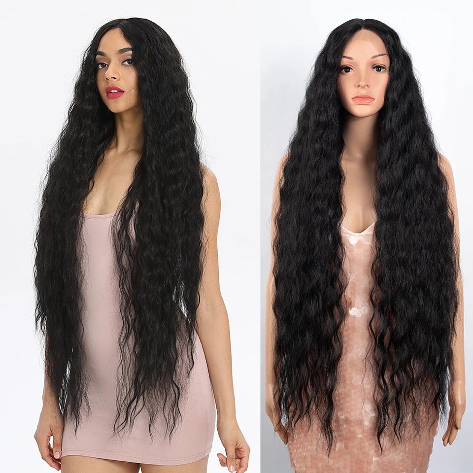 Synthetic Lace Front Wigs For Black Women 40 Inch Long Curly
