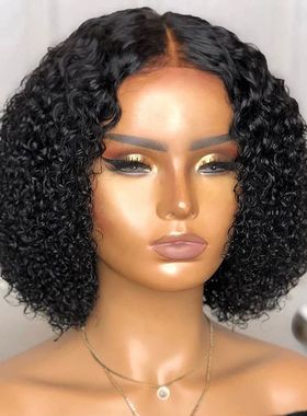 Short Afro Curly Bob Synthesis Hair Wigs With Bangs For Wome