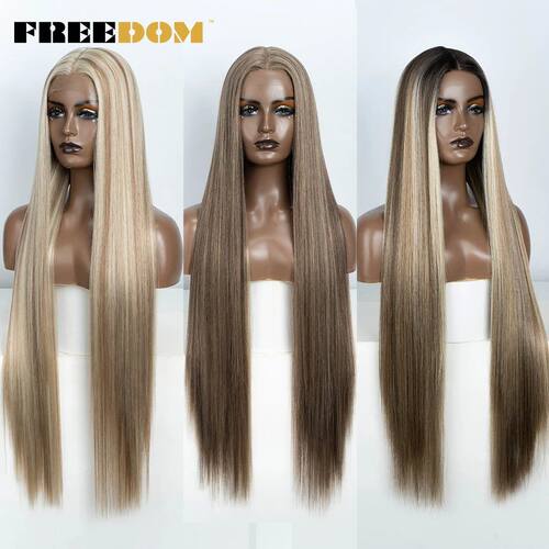 FREEDOM Straight Synthetic Lace Front Wig For Women 38 Inch