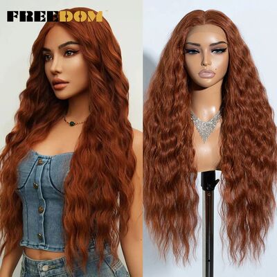 FREEDOM Synthetic Lace Front Wig Long Deep Wavy Ombre Blonde