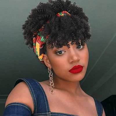 Curly Wigs for Black Women Short Afro Kinky Curly Headbands