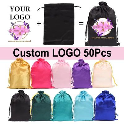 Wig Bags With Custom Logo 50Pcs Hair Bags Big Satin Bags Sto
