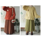 马面裙 单层多色有口袋日常通勤改良款 织春集原创秋冬季 立领弓袋袖