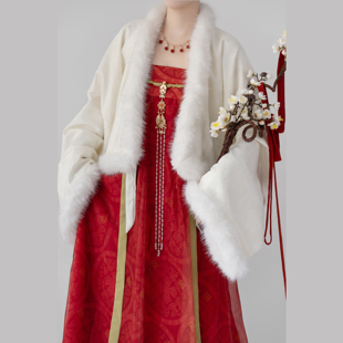 织春集《霜降》原创法门寺披袄小唐风秋冬保暖加绒仿兔毛日常上衣